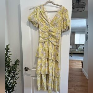 ASTR the Label Yellow and White Floral Midi Dress